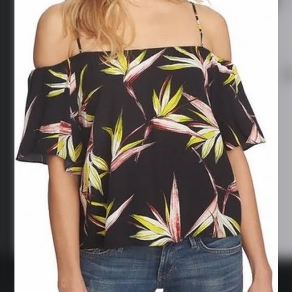 NWOT 1.State Black Floral Women's Blouse
